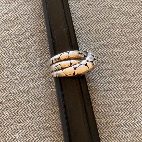 John Hardy Sterling Silver Kali Pebble Crossover Twist Ring Size 7.5 - Picture 4 of 10